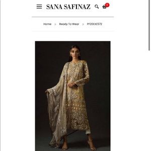 NWT Sana Safinaz Pakistani Dress Gold heavy beaded